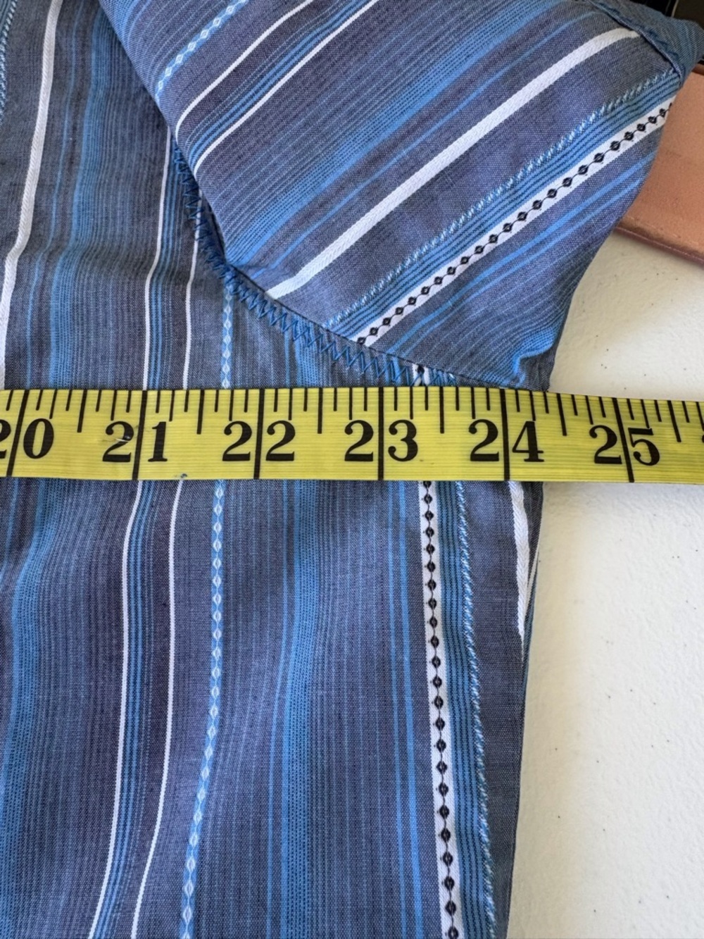 Kuhl Suncel Large Button Up Short Sleeve Shirt Blue Stripe Cotton Tencel Blend - Picture 13 of 13